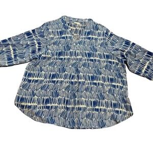 Antilia Femme Ladies Plus 3X Blue Tunic Top 3/4 tab sleeves Office Career